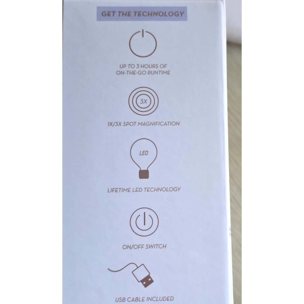 Compact LED Lighted Mirror-Unbound-Conair-USB Cable-Magnification-Handheld-New - Picture 3 of 4